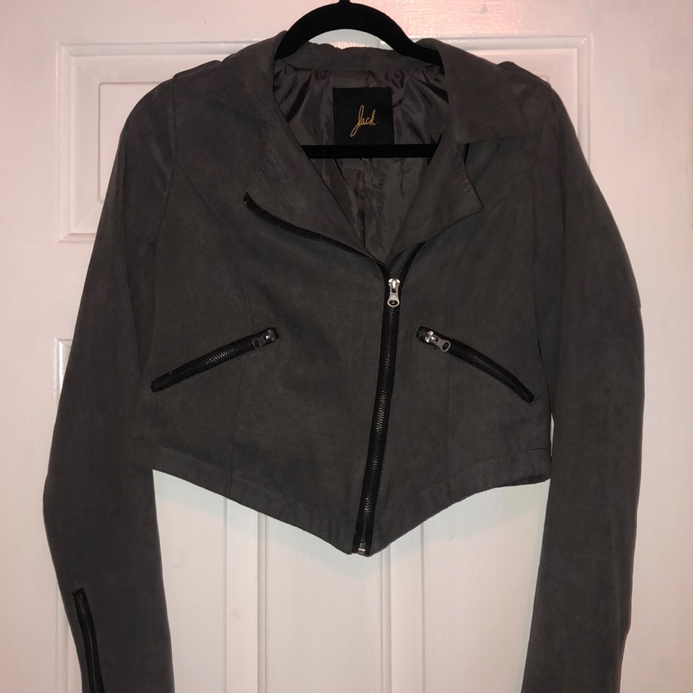 Grey Suede Cropped Jacket Medium